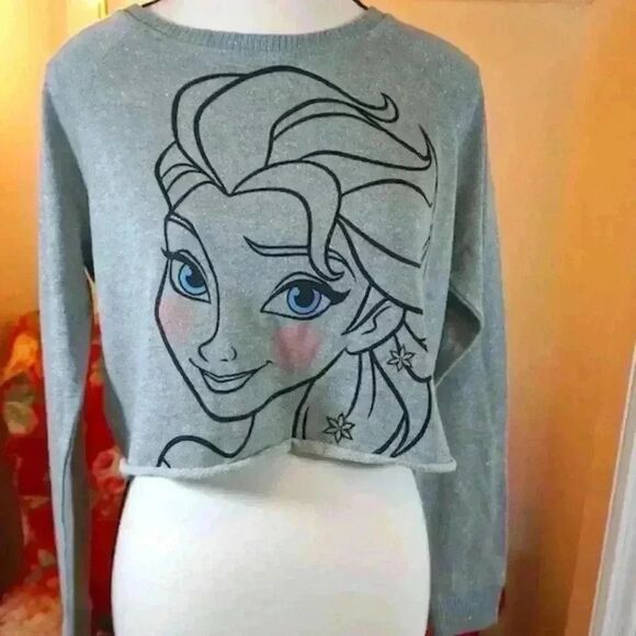 Disney Tops - Disney Frozen Elsa Crop Top Sweater, Size M